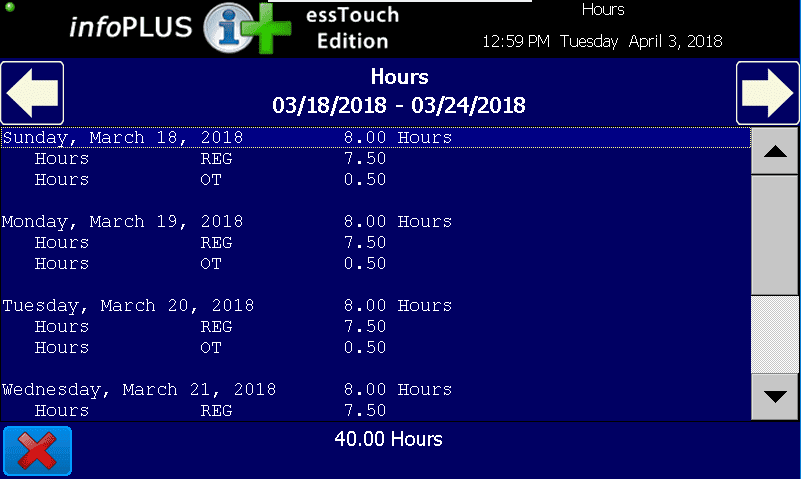 employee hours lookup